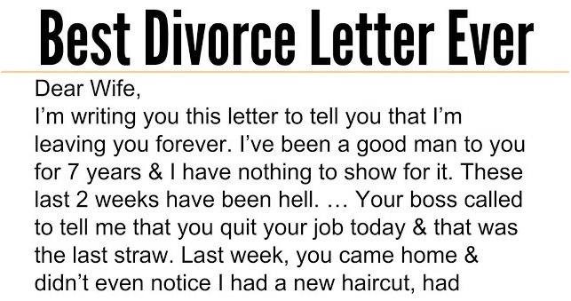Wife Receives A Divorce Letter From Husband Her Reply Is Brilliant
